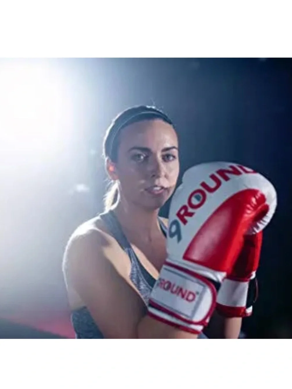 9Round White Red Boxing Gloves